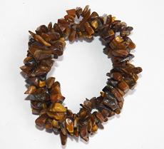 Beautiful gold tiger tiger's eye bracelet made of three strands of tumbled chip chips beads