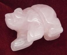 photo of carved rose quartz bear