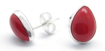 photo of zuni red coral teardrop stud earrings