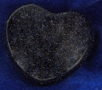 Photo of blue goldstone bluestone puffy 30 mm pocket heart from the Fundamental Rockhound, i.e. Sister's Rocks in WEstminster, Colorado