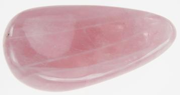 Photo of rose quartz massage wand #5 underside teardrop round style hand shaped from Madagascar