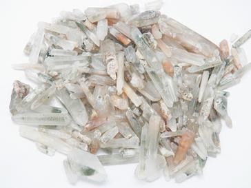 photo of actinolite in quartz crystals from Madagascar