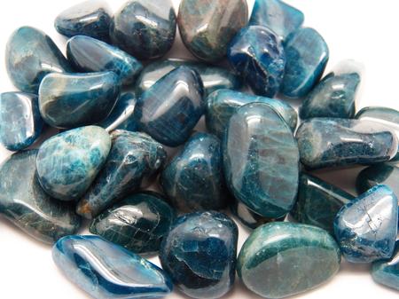 photo of tumbled blue apatite from Brazil